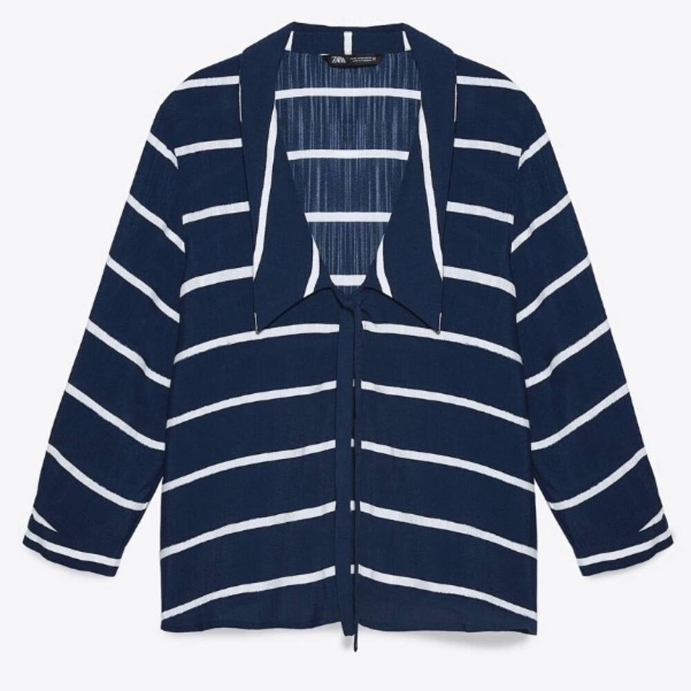 ZARA NAVY STRIPE BLOUSE XS